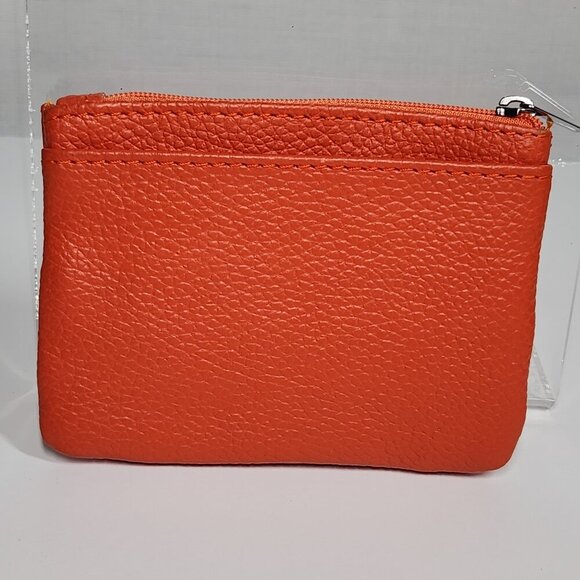 Vera Pelle Leather Mini Coin Purse/Wallet Orange - Picture 2 of 7